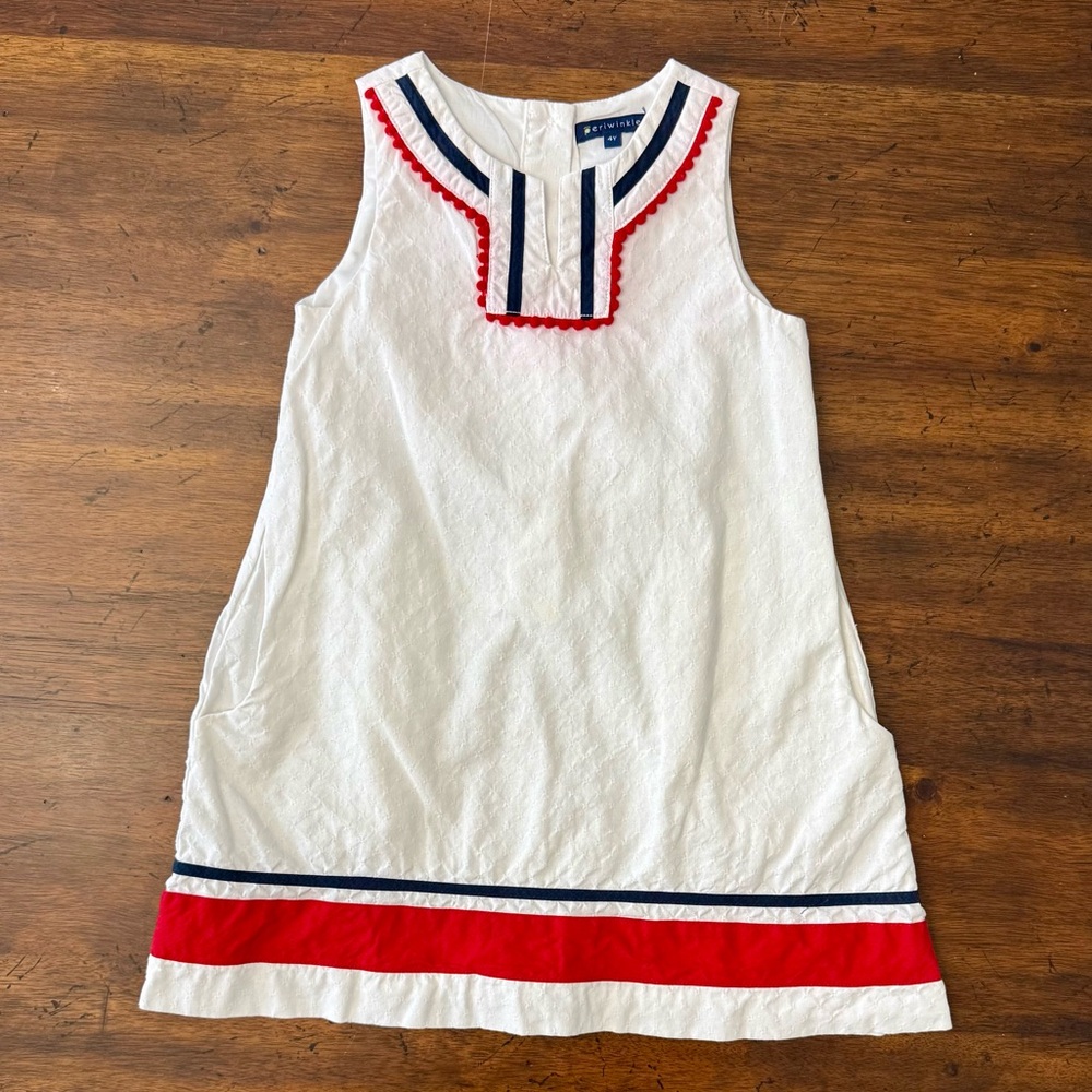 Periwinkle Nautical Dress with Red and Blue Trim